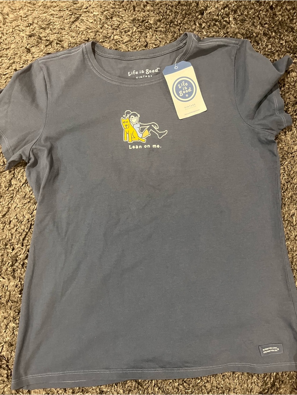 WLife is Good Women’s "Lean on Me" Navy Graphic Tee Large Vintage Collection
